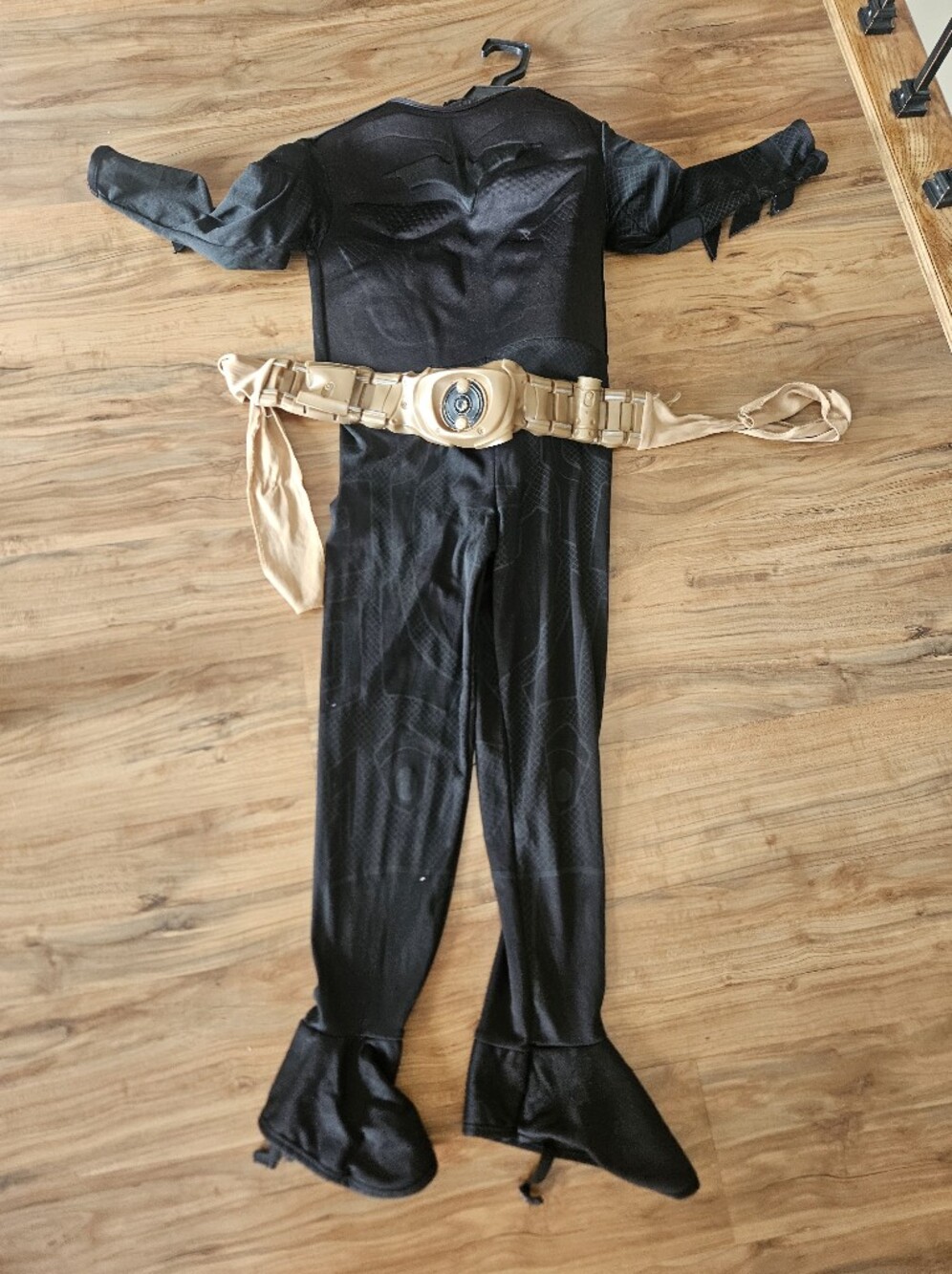 Black Batman Superhero Kids Costume with Gold Belt